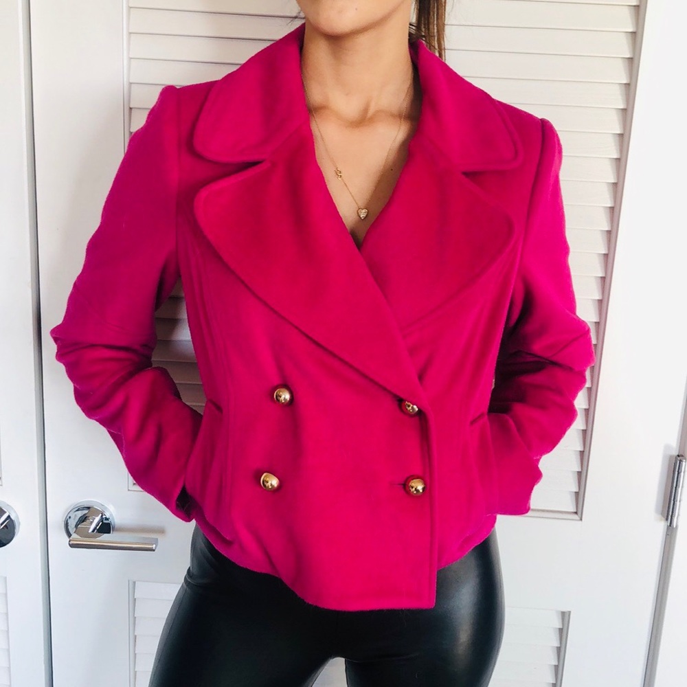 Crop Fuschia Wool Blazer